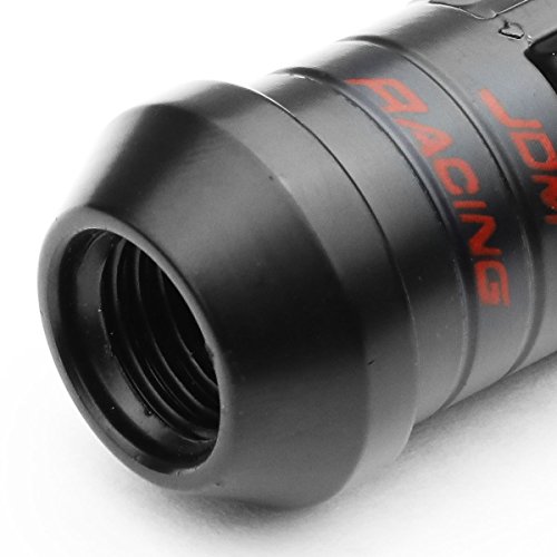 Image of DNA Motoring LN-ZTL-9017-125-BK 16Pcs M12 x 1.25 Open End Steel Wheel Lug Nuts w /Lock Nut + Key + Extension Adapter, 25mm OD /45mm H (Black)