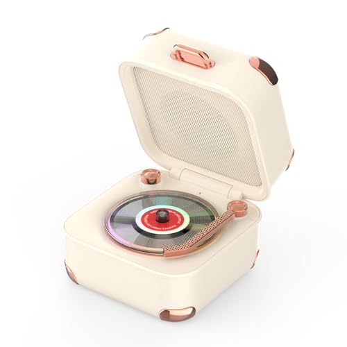 AVWOO Vintage Vinyl Speaker with Colorful Lights, Music Player with 3 Modes, Bluetooth Speaker for...