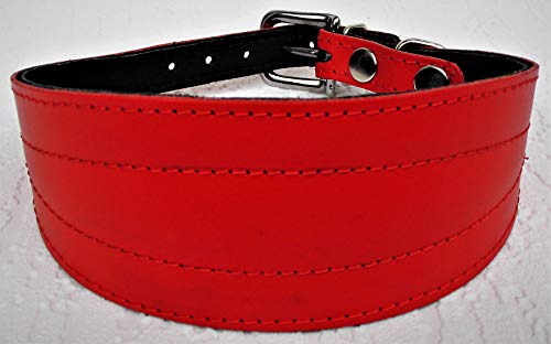 Podenco Greyhound Windhund - Halsband, Halsumfang 40-47cm/65mm Leder °ROT°(PL.9-10-626)