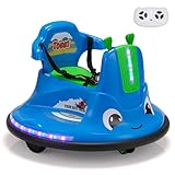 TOBBI Snail Baby Bumper Car, 12v Kids Electric Ride On Toy with Remote Control/Children DIY Funny Stickers/360 Degree Spin for Toddlers of Ages 3-9-Azure