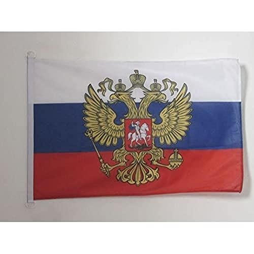AZ FLAG, Russia with eagle Flag, 2x3 Ft, For Outdoor, Russian coat of arms Banner Knitted Polyester with Two Plastic Rings