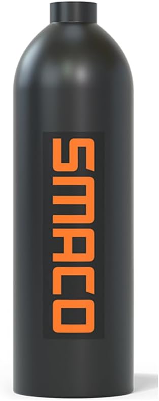 SMACO Mini Scuba Tank Bottle Empty Aluminum Bottle for Diving Tank – Lightweight and Durable