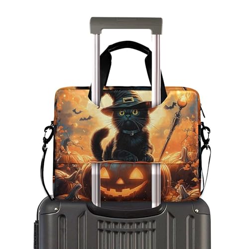 Maletín para portátil Halloween Black Cat Pumpkin 13-15.6 pulg miniatura 3
