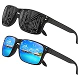 JSTHHTT 2 Gafas de Sol Polarizadas Hombres, Protección UV400 Running Pesca Viajes Deportes al Aire Libre Gafas Conducir, Conducción Ciclismo Pesca Escalada Anti-deslumbramiento Marco Irrompible