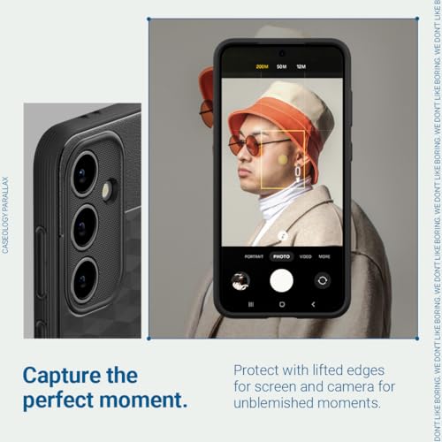 Image of CASEOLOGY by Spigen Parallax Back Cover Case Compatible with Samsung Galaxy S24 FE 5G [Ergonomic 3D Hexa Cube Designed] S24 FE Back Cover (TPU and PC | Matte Black)