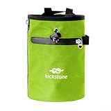 Niceminiwall Bolsa de tiza para escalada con cierre de cordón y diseño antideslizante, cubo de tiza de nailon 420D con forro suave, cinturón ajustable y mosquetón, bolsillos laterales (verde)