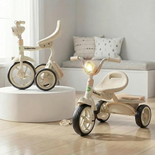 Image of Baybee Flyer Baby Tricycle for Kids | Baby Tricycle with LED Light, Music & Storage Baskets | Kid Cycle with Adjustable Seat & Handle | Foldable Cycle for Kids 2 to 5 Years Boys Girls (Lite Green)