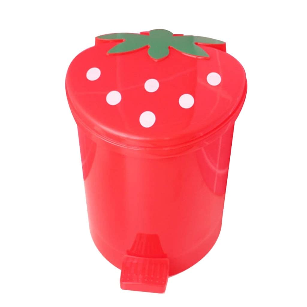 Mini Trash Can with Lid Plastic Trash Basket for Home Bedroom Office Desktop Garbage Storage Box(E,10x10.5x9cm)