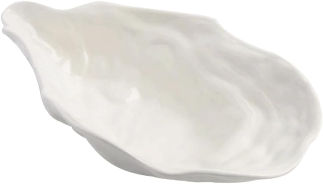 Ceramic Oyster Shell Dish White Irregular Shaped Decorative Fruit Bowl for Restaurants and Occasions, Versatile Use Enhancing Dining Experience with Elegant Unique Design