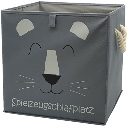 Sappralot Kids - Löwe Aufbewahrungsbox grau für Kinder und Baby, schöne praktische Spielzeugkiste für jedes Kinderzimmer, kompatibel mit IKEA Kallax Regale (33x33x33), Löwe Cover