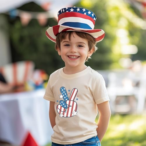 Image of Kid 4th of July T-Shirts Boys Girls American Flag Shirt Patriotic Top Short Sleeve Tees 2-12 Years