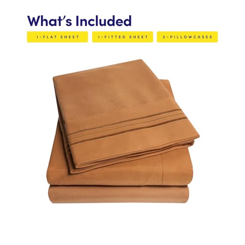 Image of 1500 Supreme Collection Full Sheet Sets Mocha Brown - Luxury Hotel Bed Sheets and Pillowcase Set for Full Mattress - Extra Soft, Elastic Corner Straps, Deep Pocket Sheets, Full Mocha Brown