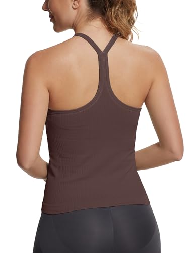 Image of MathCat Seamless Workout Tank Tops with Built in Bra,Racerback Athletic Tank Tops Ribbed Soft Yoga Shirts XS-XL
