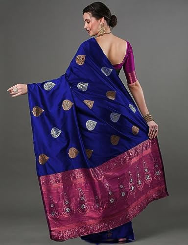 Image of Flosive Women's Mix Color Kanjivaram Silk Saree With Blouse