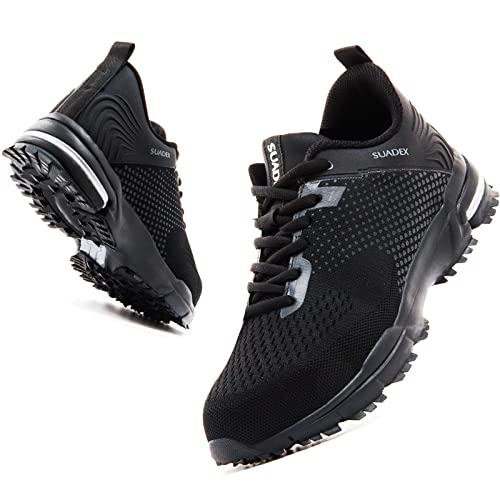SUADEX Arbeitsschuhe Sicherheitsschuhe Herren Damen Stahlkappenschuhe Leicht Atmungsaktiv Industrie Arbeitsschuhe Sicherheitsschuhe Schwarz 39EU Cover