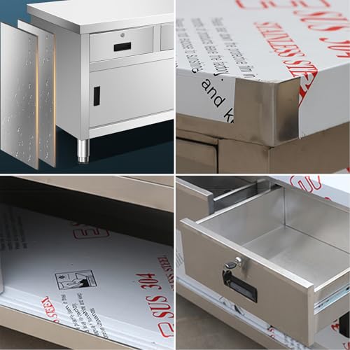 Kassierer-Schreibtisch aus Edelstahl mit Schublade, robuste Metall-Werkbank für Küche, Labor und Vorbereitung (100,1 x 60 x 80 cm) – und vielseitiger Tisch