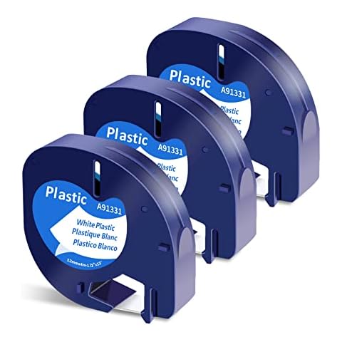Markurlife Compatible Label Replacement for DYMO LetraTag Tape Plastic 12mm x 4m 91201 S0721610 Label Maker Refill for DYMO LetraTag LT-100H LT-100T LT-110T XR 2000 XM QX50 (3 Packs Black on White) Cover