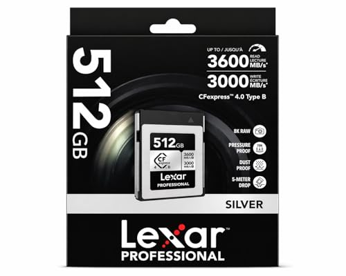 Image of Lexar Professional Silver CFexpress 4.0 Type B Card 512GB, 3600MB /s Read, 3000MB /s Write, Ultra-Fast Memory Card for 8K Video & Photography