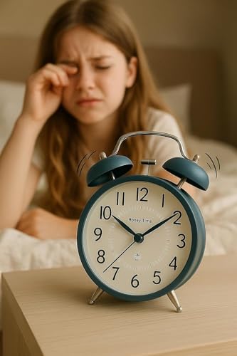 Image of CBK Metal 4.5-inch Analog Alarm Clock for Adults and Heavy Sleepers, Loud Twin Bell Table Clock with Backlight for Students Decoration Bedroom /Office (Metal Green Big)