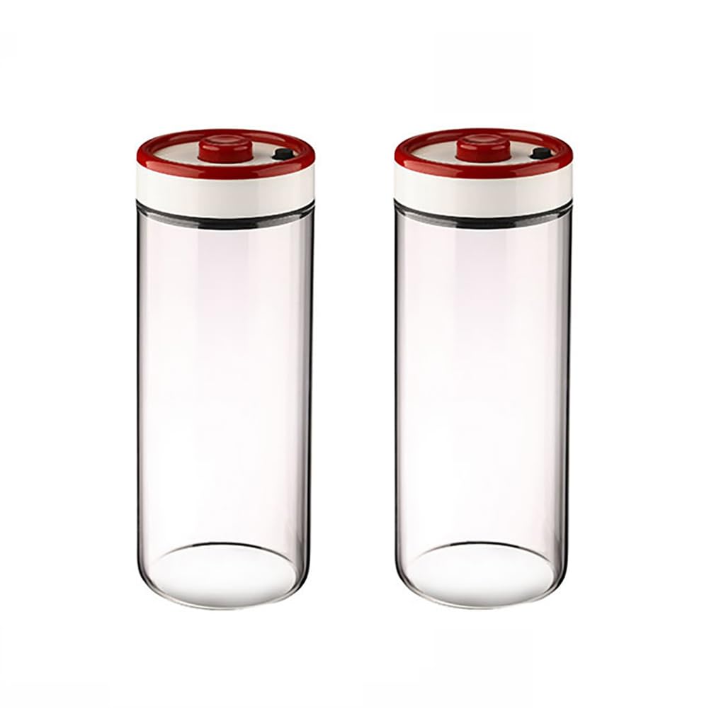Szklane słoiki z ziarnami kawy, 1800 ml, hermetyczny, szczelny, próżniowy, pojemnik do przechowywania żywności, ziaren kawy, cukru, herbaty, orzechów, 2 szt