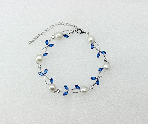 Faship Gorgeous CZ Crystal Genuine Freshwater Pearls Floral Necklace Earrings Set2