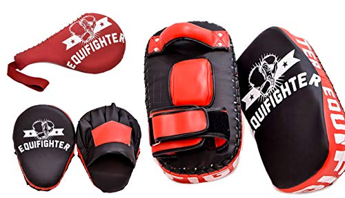 Kit Aparador de Chute + Manopla de foco Aberta + Raquete de Chute Vermelho Equifighter