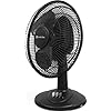 Comfort Zone Oscillating Table Fan with Adjustable Tilt, Convenient Push Button Controls, Quiet, 12 inch, 3 Speed, Desk Fan, Airflow 7.25 ft/sec, Ideal for Home, Bedroom, Dorm & Office, CZ121BK