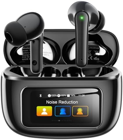 Bluetooth Kopfhörer, In Ear Kopfhörer Bluetooth 5.4 mit Touchscreen Display | Kopfhörer Kabellos Bluetooth, ANC & ENC Mikrofon, 5 EQ Modi, HiFi Stereo Sound, 48 Std. Spielzeit, IPX