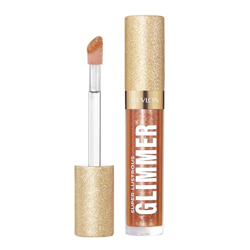 Image of REVLON Super Lustrous Glimmer Gloss, Non-Sticky Lip Gloss, High-Shine Finish, Plant-Based Glitter, 006 Bronze Spark, 3.8 ml