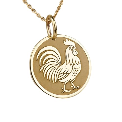 Pendentif pièce coq 24 mm LKBEADS en argent sterling et placage or d'exception