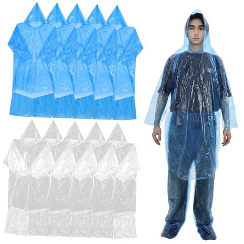 Poncho pluie imperméable avec capuche adulte Ipetboom lot de 10