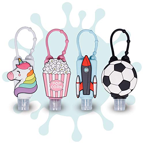 MY SAFELY Mini Kids Hände-Desinfektionsgel To Go 4er Bundle LOL + 4 Nachfüllflaschen I 8 x 30 ml I Desinfektionsmittel für unterwegs I Praktischer Silikonhalter I Vegan & OHNE Mikroplastik Cover