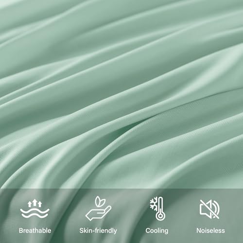 WhatsBedding Body Pillow Cover Cooling Fabric, Long Pillowcase Breathable & Skin-Friendly, Zipper Closure - Milky Green (20x54 inch)