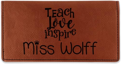 RNK Shops Personalized Teacher Gift Leatherette Checkbook Holder - Double-Sided