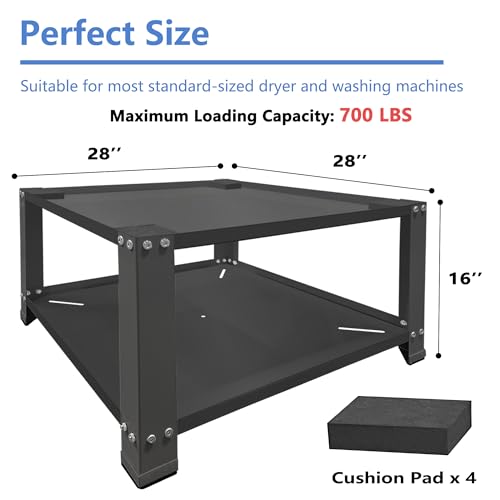 Royxen Laundry Pedestal 16" Height Universal Fit 700lbs Capacity, Washer and Dryer Pedestals, Dryer Base Platform Heavy Duty with 28" Wide, Black