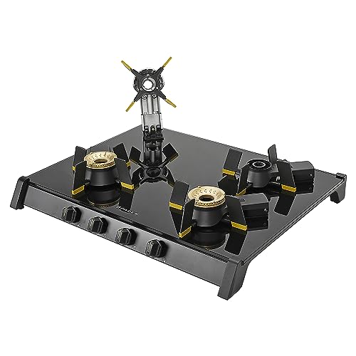 Faber Liftable Burners Freestanding Cooktop | Genius 704 Bk | 70Cm Width | Brass Burners | Manual Ignition | Abs Knobs | Pan Support | 2 Yrs Comprehensive,5 Yrs Valve & Burners,7 Yrs On Glass, Black