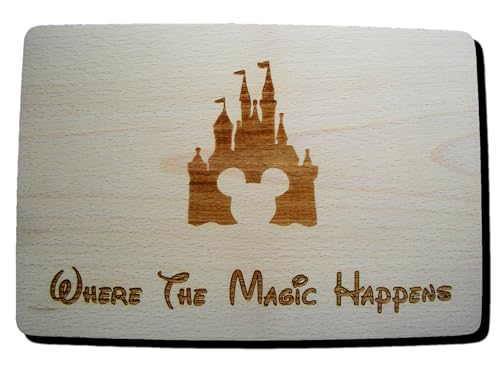 Castle Mouse Tagliere Inciso al Laser Regalo (Legno duro di alta qualità, 30 x 20 x 1,5 cm)