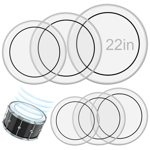 8 Pack Clear Tom Drum Heads 8' 10' 12' 13' 14' 16' 20' 22', Double Ply Drum Head Replacement Kit, Standard Sizes for Drums Set, Durable for Repair & Practice