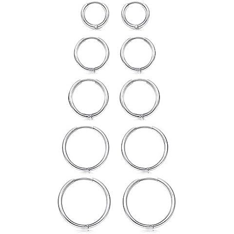 Sailimue 5 Pairs Stainless Steel Hoop Earrings Cover
