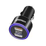 【Sicheres Laden】 Das USB-Autoladegerät mit intelligentem IC-Chip schützt vollständig vor Überstrom, Überladung und Überhitzung und ermöglicht so ein sicheres und schnelles Laden, ohne dass die Gefahr einer Überhitzung oder Beschädigung des Geräts besteht.