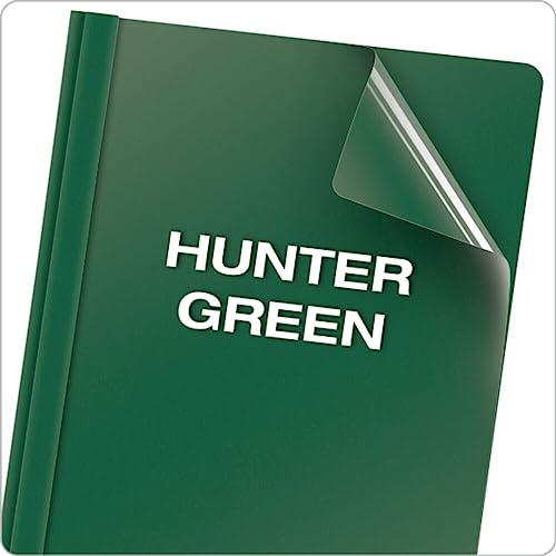 Oxford Duotang Clear Front Report Covers, Letter Size, Hunter Green, 100-Sheet Capacity, Sturdy Paper Back, Concealed 2-Prong Fasteners, Office and School Presentation, 25-Pack by Oxford - Image 2