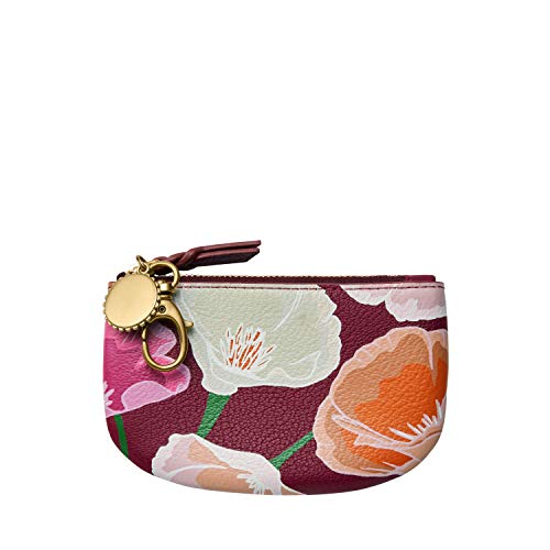 Fossil Women s Polly Eco Leather Zip Pouch with Keychain, Pink Floral