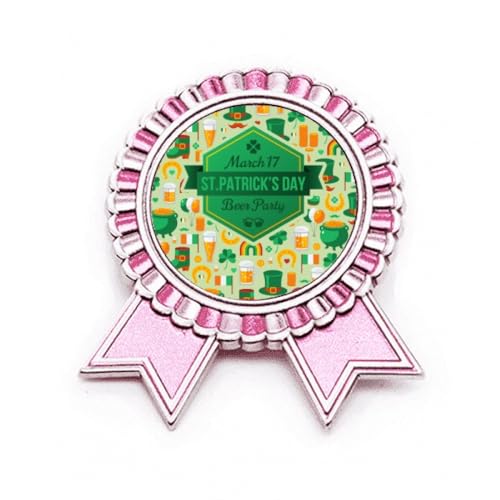 Broche Saint-Patrick rose arc-en-ciel et bière en métal M pour briller au défilé d'Irlande
