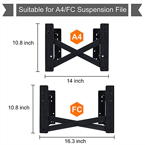 Hanging File Folder Frame, (A4, B4/Fc) Plastic Hanging Folder Shelf, A4 Suspension File Frame For Office & Home, Black #TOP2