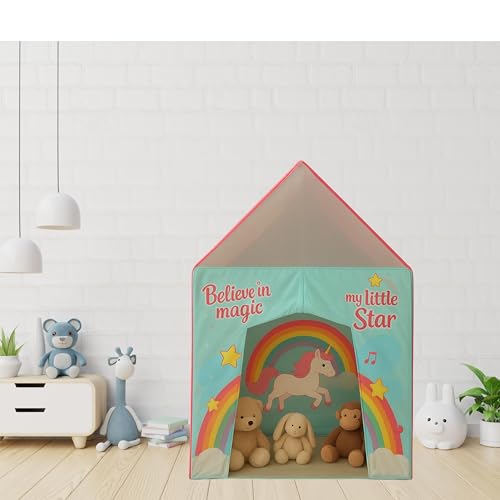 Image of Trocshop Unicorn Tent House for Boys & Girls | Foldable Toy House for Indoor & Outdoor Fun | Tent House for 2+ Years | 75Lx 95Wx 105H cm | Playhouse for Kids | Safe & Portable Kids House Tent - Pink