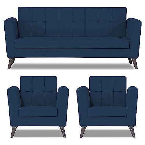 Image of Adorn India Dannis 3+1+1 5 Seater Sofa Set (Blue) (3 Year Warranty)