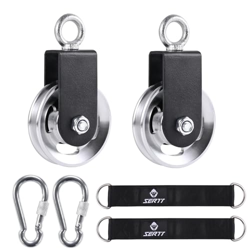 SERTT [2 Pack] Cable Pulley Wheel for Home Gym Pulley System, Upgraded 90mm Aluminium Alloy Gym Pulley for Maximum 660LBS Load