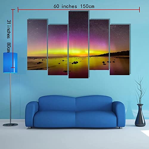 Ergo Plus Northern Lights Over Baltic Sea Wall Art Stunning Stretched Painting Ready To Hang For Home Decor - Perfect For Living Room Gallery Wall #TOP1