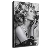 Vintage Hair Salon Posters, Black And White Vintage Hair, Curly Hair Beauty Poster Canvas Image Printing Wall Art Decor Aesthetics Living Room Bedroom Home Background Famous Paintings Printmaking (08x12inch-Unframed)
