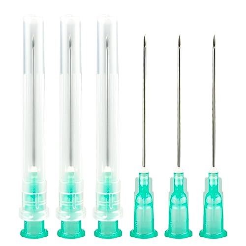 100Pack -21Ga 1.5inch(38mm) Dispensing Needle,Individual Package of Injection Syringe Accessories with Luer Lock,Suitable for Refilling Liquid, Inks,Livestock and Industry(0.8*38mm)…